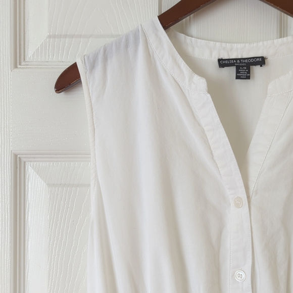 Chelsea & Theodore Flowy Sleeveless Button Front A-Line Midi Dress White Large - Picture 4 of 14